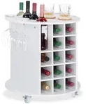 Relaxdays Weinregal, Wei&szlig;, Holzwerkstoff, Kunststoff, 54x56x54 cm, Wohnzimmer,