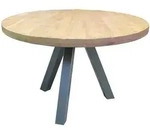 Mid.you Esstisch, Grau, Natur, Holz, Metall, Mangoholz, massiv, rund, eckig,