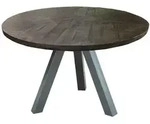 Mid.you Esstisch, Grau, Silber, Holz, Metall, Mangoholz, massiv, rund, eckig,