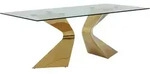 Kare-Design Esstisch, Gold, Metall, rechteckig, C-Form, 100x75x200 cm, Esszimmer,