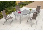Gardenson Gartenset, Taupe, Silber, Textil, Glas, Metall, 5-teilig, Stuhl...