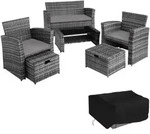 tectake Rattan-Sitzgruppe, Grau, Kunststoff, Rechteckig, Gartenm&ouml;bel,