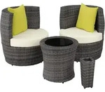 tectake Rattan-Sitzgruppe, Grau, Kunststoff, Rechteckig, Loungem&ouml;bel,