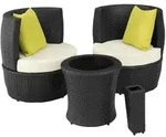 tectake Rattan-Sitzgruppe, Schwarz, Kunststoff, Rechteckig, Loungem&ouml;bel,