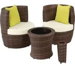 tectake Rattan-Sitzgruppe, Schwarz, Braun, Kunststoff, Rechteckig, Loungem&ouml;bel,
