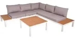 Gardenson Loungegarnitur, Grau, Wei&szlig;, Eiche, Metall, Kunststoff, Textil, 4-teilig,