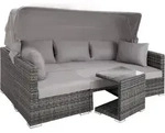 tectake Rattanlounge, Grau, Kunststoff, Organisch, 68x131x199 cm, Loungem&ouml;bel,