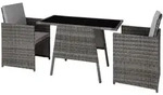 tectake Rattan, Grau, Kunststoff, Rechteckig, Gartenm&ouml;bel, Gartenm&ouml;bel-Sets