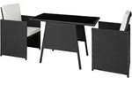 tectake Rattan, Schwarz, Kunststoff, Rechteckig, Gartenm&ouml;bel, Gartenm&ouml;bel-Sets