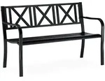 Relaxdays Gartenbank, Schwarz, Metall, 127x81x56 cm, Gartenm&ouml;bel, Gartenb&auml;nke