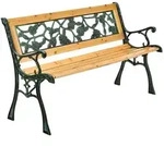 Juskys Gartenbank, Braun, Holz, 122x73x54 cm, Gartenm&ouml;bel, Gartenb&auml;nke