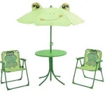 vidaXL Garten-Bistro-Set, Gr&uuml;n, Metall, 3-teilig, Rechteckig,rund, Gartenm&ouml;bel,