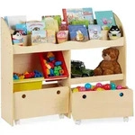 Relaxdays Kinderregal, Hellbraun, Holzwerkstoff, Kunststoff, 108x88x29 cm, Kinder- &