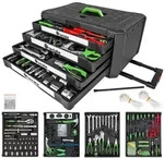 tectake Werkzeugkoffer, Schwarz, Kunststoff, 34x27x100 cm, CE, Freizeit, Heimwerken,
