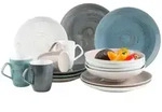 M&auml;ser Kombiservice Derby, Blau, Grau, Wei&szlig;, Beige, Keramik, 16-teilig, 375 ml,