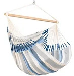La Siesta H&auml;ngesessel Kingsize Outdoor, Wei&szlig;, Hellblau, Dunkelblau, Holz, Textil,