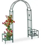 Relaxdays Rosenbogen, Dunkelgr&uuml;n, Metall, 204x226x45 cm, Gartenzubeh&ouml;r, Gartendeko
