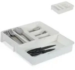 Relaxdays Besteckkasten, Wei&szlig;, Kunststoff, 23.5x6x31.5 cm, K&uuml;chenzubeh&ouml;r,