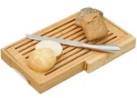 Relaxdays Brotschneidebrett, Hellbraun, Holz, Metall, 40x24 cm, K&uuml;chenzubeh&ouml;r,
