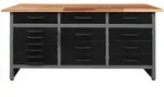 Werkbank, Anthrazit, Grau, Holz, Metall, Buche, 160x85x60 cm, Fsc, Freizeit,