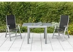 Gardenson Gartentisch, Silber, Metall, Glas, rechteckig, eckig, 70x75.5x80-120 cm,