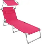 tectake Sonnenliege, Pink, Kunststoff, 68x65x190 cm, Gartenm&ouml;bel, Gartenliegen