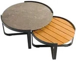 Zebra Loungetisch Fly, Graphit, Grau, Teak, Holz, Metall, Glas, Teakholz, massiv,