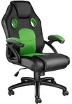 tectake B&uuml;rostuhl, Schwarz, Gr&uuml;n, Leder, 68x114.5x69 cm, Kinder- & Jugendzimmer,