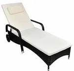vidaXL Sonnenliege, Creme, Kunststoff, Rechteckig, 66x98x198 cm, Gartenm&ouml;bel,