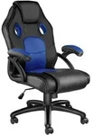 tectake B&uuml;rostuhl, Schwarz, Blau, Leder, 68x114.5x69 cm, Kinderzimmer &