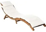 vidaXL Sonnenliegen, Creme, Holz, F&uuml;llung: Polyester, 55x64x184 cm, Gartenm&ouml;bel,