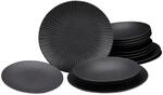Creatable Tafelservice Vesuvio black, Schwarz, Keramik, 12-teilig, robust, Essen &