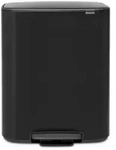 Brabantia Abfalleimer BO Treteimer, Schwarz, Kunststoff, 2 X 30 L, 54.1x65.2x36.3 cm,