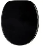 Sanilo Wc-Sitz, Schwarz, Holzwerkstoff, Oval, 38x6x47 cm, Badezimmer, WC Ausstattung,