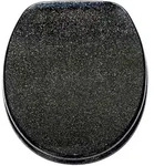 Sanilo Wc-Sitz, Schwarz, Holzwerkstoff, Grafikmuster, Oval, 37.7x5.5x48 cm,