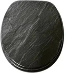 Sanilo Wc-Sitz, Schwarz, Holzwerkstoff, Oval, 38x6x47 cm, Badezimmer, WC Ausstattung,