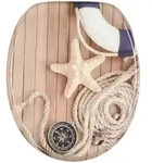 Sanilo Wc-Sitz, Braun, Holzwerkstoff, Oval, 38x6x47 cm, Badezimmer, WC Ausstattung,