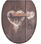 Sanilo Wc-Sitz, Braun, Holzwerkstoff, Grafikmuster, Oval, 37.7x5.5x48 cm, Badezimmer,