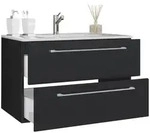 Mid.you Waschtischkombi VCM Badinos, Schwarz, Metall, 2-teilig, 2 Schublade(n)