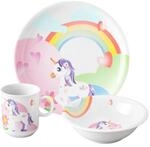 Seltmann Weiden Kindergeschirrset Kindertr&auml;ume, Rosa, Wei&szlig;, Keramik, 3-teilig,
