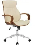 CLP Drehstuhl, Creme, Walnuss, Metall, 63x100x68 cm, Arbeitszimmer, B&uuml;rost&uuml;hle,