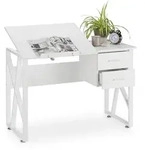 Relaxdays Schreibtisch, Wei&szlig;, Metall, Holzwerkstoff, 110x75x55 cm, Arbeitszimmer,