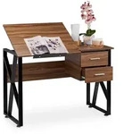 Relaxdays Schreibtisch, Mehrfarbig, Metall, Holzwerkstoff, 110x75x55 cm,