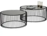 Kare-Design Beistelltischset, Schwarz, Metall, Glas, 2-teilig, rund, Rundrohr,