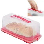 Relaxdays Kuchenbox, Rot, Kunststoff, 37x15x16 cm, Backen, Kuchentransportboxen
