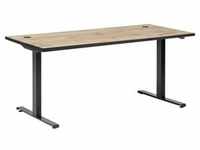 Mid.you Schreibtisch, Eiche, Holzwerkstoff, rechteckig, Kufe, 75x70.5-117x160 cm,