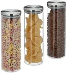 Relaxdays Vorratsglas, Transparent, Glas, Metall, Kunststoff, 9.5x28x9.5 cm,