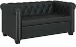 vidaXL Chesterfield-Sofa, Schwarz, Leder, Rechteckig, 145.5x70x76 cm,...