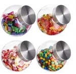 Relaxdays Bonbonglas, Transparent, Glas, Metall, Kunststoff, 11x15.5x17 cm,
