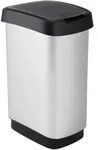 Rotho Abfalleimer Twist, Schwarz, Silber, Kunststoff, 25 L, 25.2x47.6x33.3 cm, Reach,